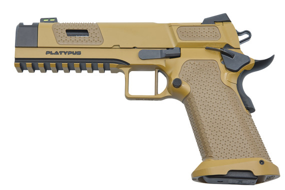 Stealth Arms Platypus 1911 Integrated Comp, 9mm, 5.00" Comp Barrel, Coyote Tan 