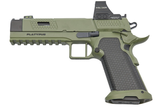 Stealth Arms Platypus 1911 Integrated Comp, 9mm, 5.00" Comp Barrel, Dark Green,  Holosun 507 COMP GR 