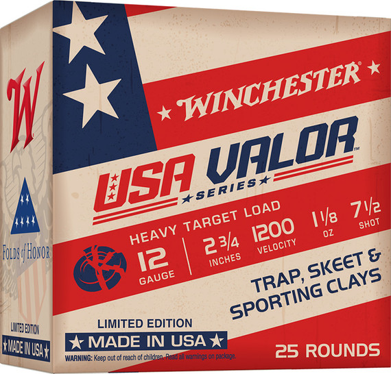 Winchester USA Valor, 12 Gauge, 2.75" Chamber, 1-1/8 oz #7.5 Shot, Limited Edition, 25 Rounds - 020892232044 