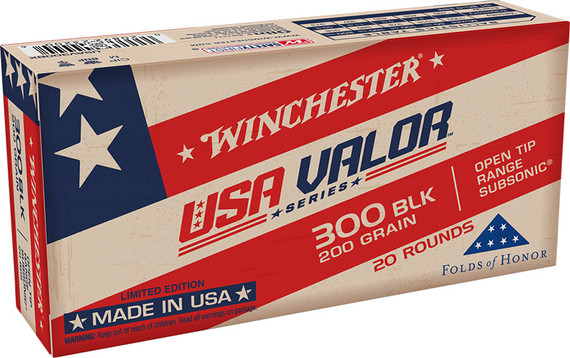 Winchester USA Valor 300 Blackout, 200gr, Open Tip Range Subsonic, 20 Rounds - 020892232006 