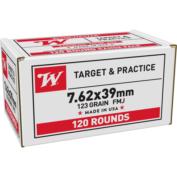 Winchester USA Rifle Ammunition, 7.62x39mm, 123 gr. FMJ, 120 Rounds - 020892232471 