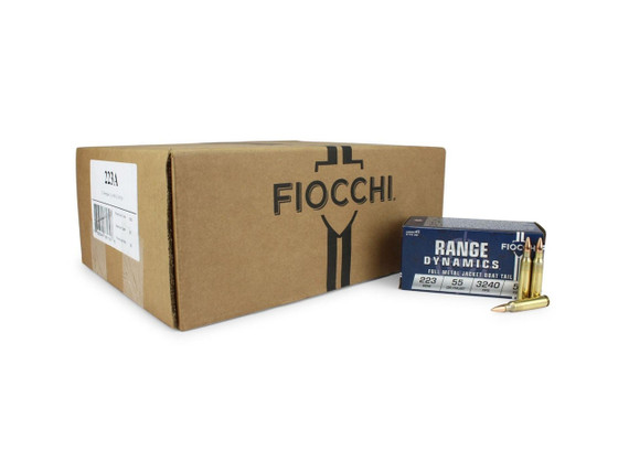 Fiocchi Range Dynamics, .223 Rem, 55 Grain, FMJBT, 3240 FPS, 1000 Rounds - FIO223FMJBT1000 