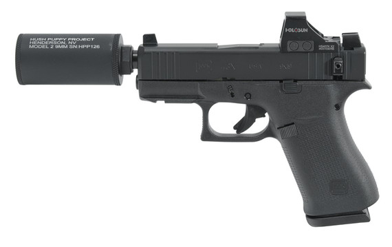 Shark Coast Tactical Glock 43X Hush Puppy w/Holosun 407K, 9mm, 3.92" Barrel, 10 RDs, Black 