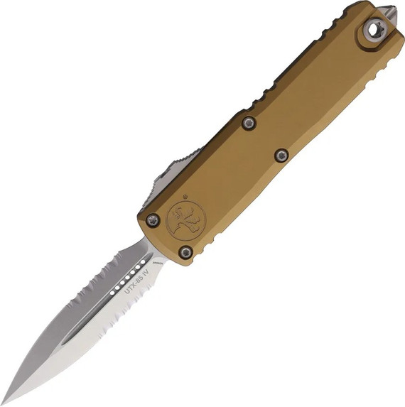 Microtech UTX-85 Gen IV, Auto, 3.13" D/E, M390MK Steel, Aluminum Handle, Tan - 841768184706 
