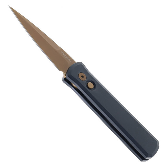 Pro-Tech Godson, Auto Knife, 3.15" Blade, 154CM Steel, Tan PVD, Aluminum Handle - 2116369 