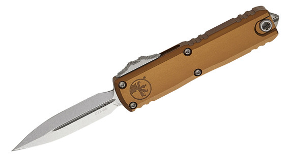 Microtech UTX-85 Gen IV, Auto, 3.13" Blade, M390MK Steel, Aluminum Handle, Tan - 841768184775 