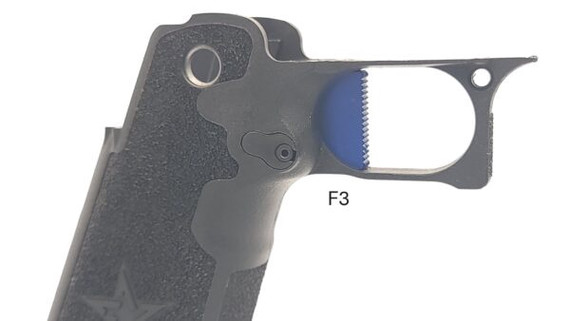Red Dirt USA Staccato Grip ST Trigger, Flat Faced Solid, Shoe Length 3, Textured, DSC Blue - 104999579261 