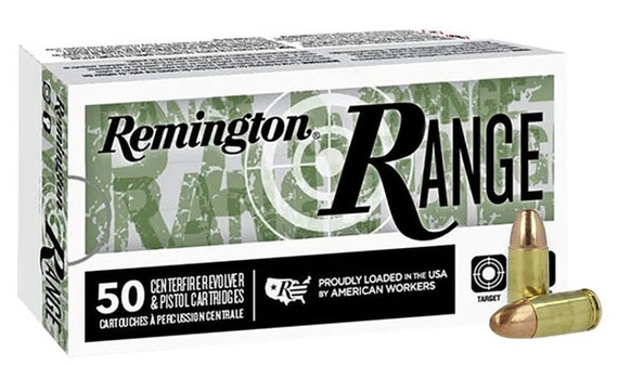 Remington Range 9mm Luger, 124 Grain, FMJ, 500 Rounds Bulk Case - REM9MM124500 