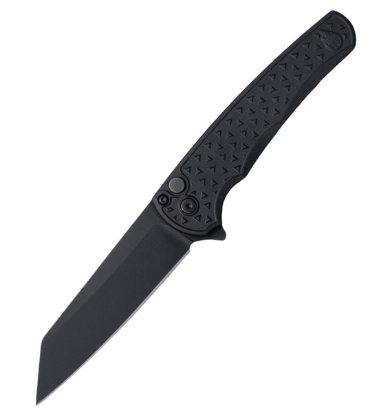 Pro-Tech Malibu Atlas.1, 3.25" MagnaCut Reverse Tanto, Button Flipper, 7075 Aluminum, Black - 118764250507 