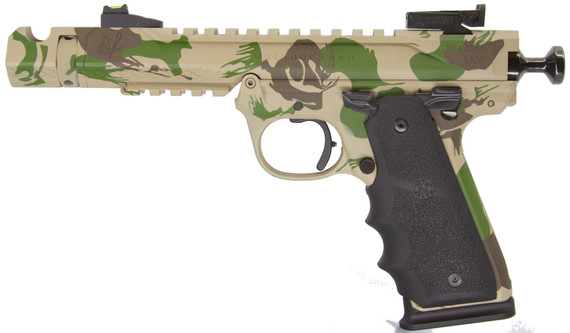 Volquartsen Black Mamba, .22 LR, 4.50" Compensated Barrel, 10 RDs, Rhodesian Camo 