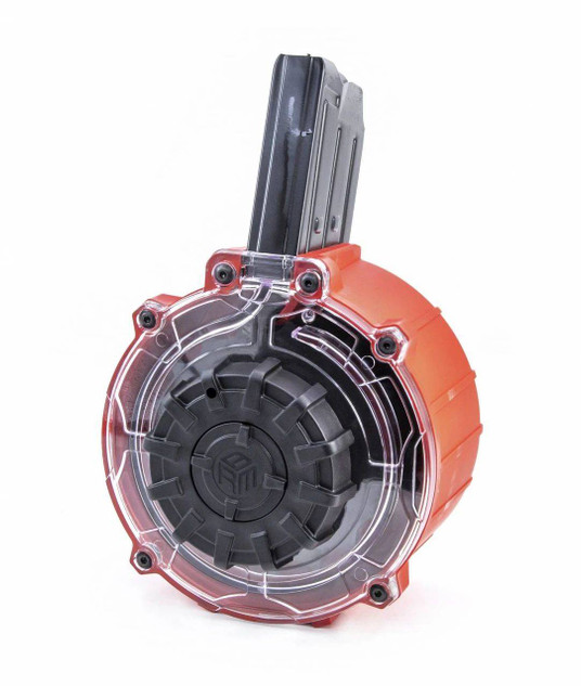 Black River MFG Battle Drum Magazine, 20 Rds, EZ Load Wheel, Red/Black - 850003784847 