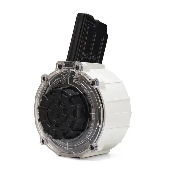 Black River MFG Battle Drum Magazine, 20 Rds, EZ Load Wheel, White/Black - 850039520006 