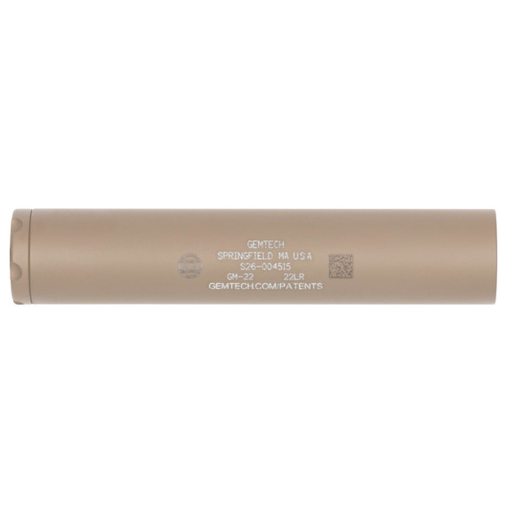 Gem Tech GM-22, 22LR Suppressor, 7075-T6 Aluminum, Flat Dark Earth Cerakote - 022188904703 