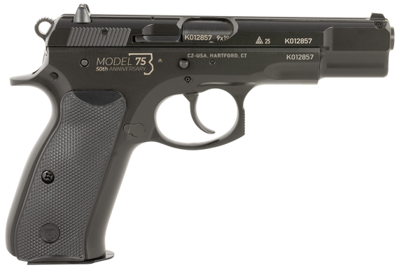 CZ 75 B 50th Anniversary, 9MM, 4.60" Barrel, 10+1 Rds, Black Polycoat - 806703011097 