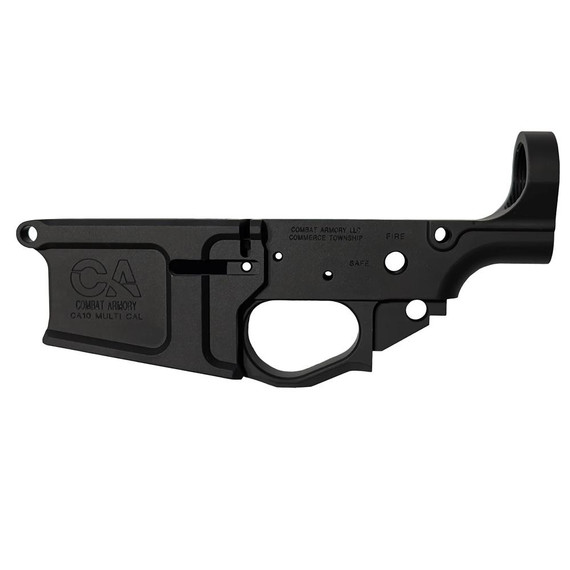 Combat Armory Billet AR-10, Receiver, Stripped Lower with Mag Release and Ejector, Black - 789091896647 