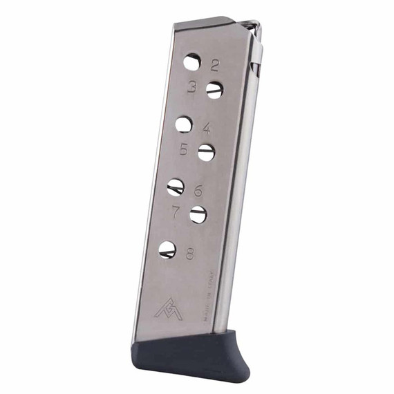 Mec-Gar Walther PP & PPK/S, Magazine, 8 Rds, Nickel, Polymer Finger Rest Floorplate - 765595111356 