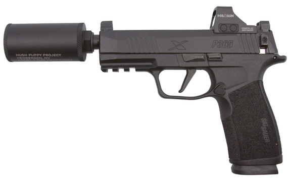 Sig Sauer P365 X-Macro Hush Puppy w/ Holosun 407K, 9MM, 4.30" Threaded Barrel, 17 RDs, Black Cerakote - 810188106957 
