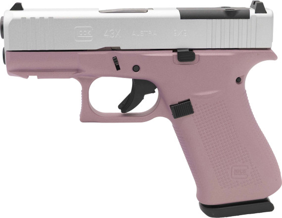 Glock G43X MOS, 9MM, 3.41" Barrel, 10 Rds, Pink Champagne Frame / Silver Slide - 850059793701 