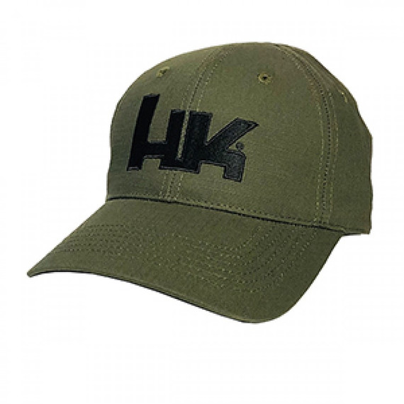 Heckler & Koch, Cotton Twill Hat, OD Green, Embroidered Logo, Velcro Closure - HKHATGREEN 