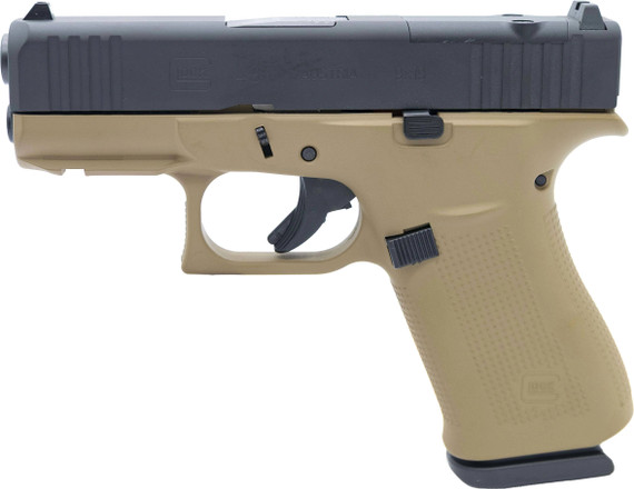 Glock G43X MOS, 9MM, 3.41" Barrel, 10 Rds, FDE Frame / Stone Grey Slide - 850059793671 