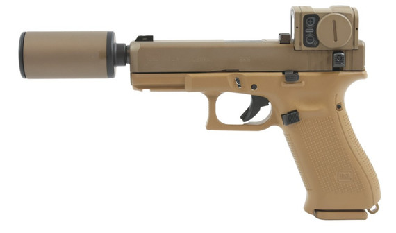 Glock/B&T G19X Hush Puppy Kit w/ Silencer & Aimpoint Acro, 9MM, 4.00" Barrel, 17 Rds, Coyote - 840225719079 