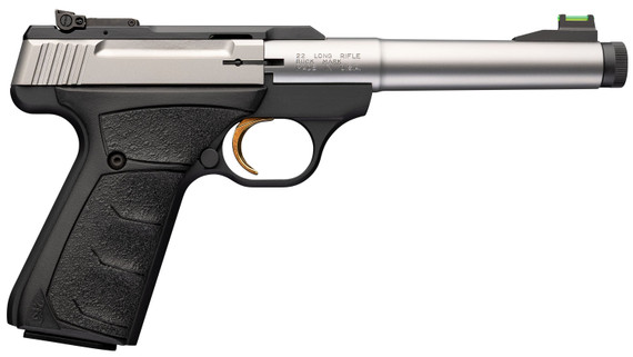 Browning Buck Mark Camper SS UFX SR, 22LR, 5.90" Threaded Barrel, 10 RDs, Matte Stainless - 023614872436 