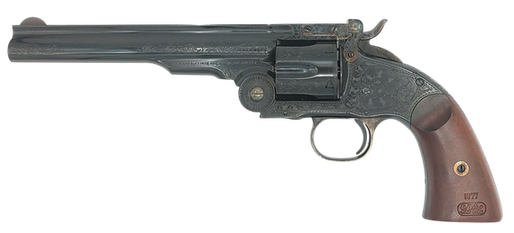 Taylors & Company Top Break Schofield, .44 Winchester, 7.00" Barrel, 6 RDs, Blued Engraved Finish - 810012512299 