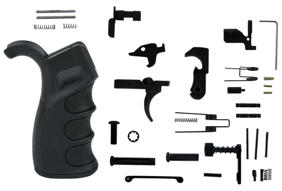 TacFire LPK02USAB, AR-15 Lower Parts Kit w/ PGAR-B-USA Pistol Grip, Black - 811261026957 