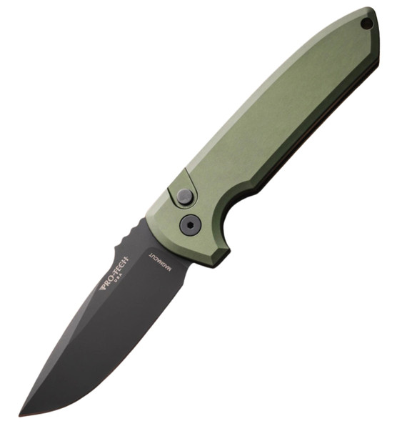 Pro-Tech Rockeye, 3.38" DLC Black MagnaCut Drop Point Blade, Green - 130930986218 