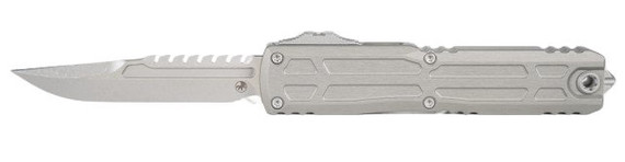 Microtech Ultratech EX-ZBP Interceptor, OTF Automatic Knife, 3.50" Apocalyptic Blade, Natural Clear Aluminum Handle - 810222580521 