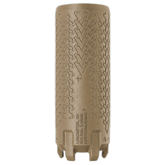 Irregular Design Group Hesychia 556UK & Micro Flow Enhancer Bundle, 5.56 NATO, 4.75" Length, Monolithic Inconel 718, Hesion Bow Dual-Lock Mount, Flat Dark Earth - 146112086836 