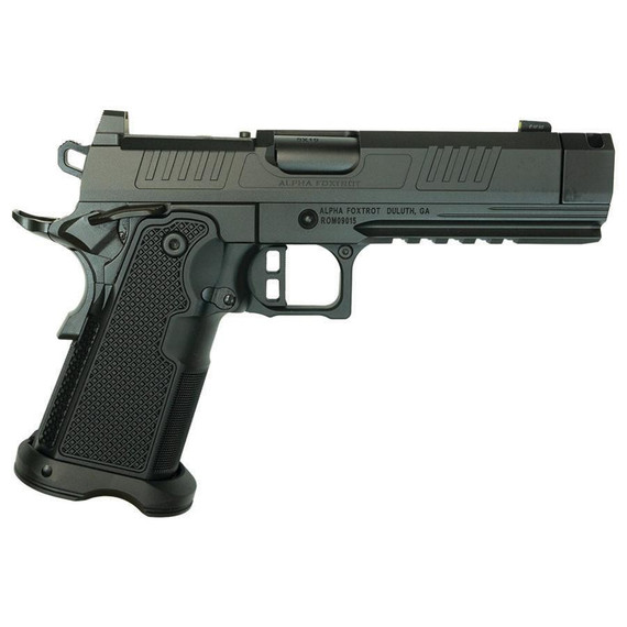 Alpha Foxtrot AF1911 Romulus MOS, 9MM Luger, 4.25" Compensated Threaded Barrel, 20 RDs, DLC Black - 810100538385 