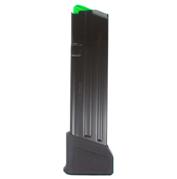Staccato 9MM Magazine, 18 RDs, +5 Aluminum Extended Basepad, Black - 157349688533 