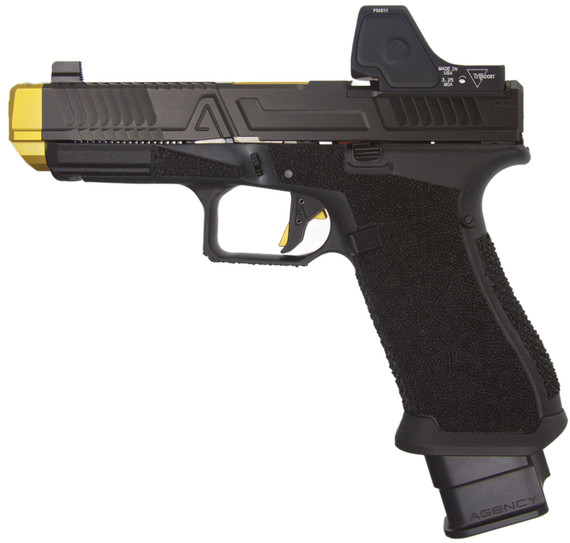 Agency Arms G45 NOC w/ Trijicon RMR HD 3.25 MOA, 9MM, 4.50" Compensated Barrel, Black/Gold 