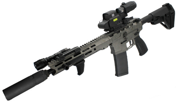 Mustang Armament Chesty Series w/ EOTech EXPS2-0 & 3X Magnifier, 5.56 NATO, 11.50" Barrel, 30 RDs, Grey & Black Battleworn 