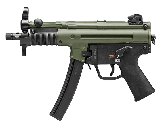 Heckler & Koch SP5K-PDW, 9mm, 5.83" Threaded Barrel, 10 RDs, Tri-Lug Adapter, Green 