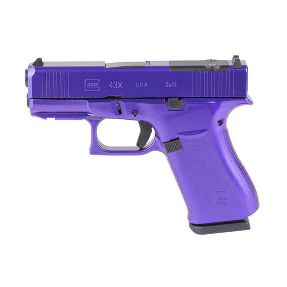 Glock 43X MOS, 9mm, 3.41" Barrel, 10 RDs, Gun Candy Majesty Cerakote Purple 