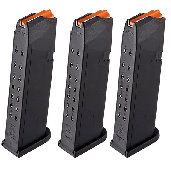 Glock 17/34 Gen 5, Magazine, 17 RDs, Orange Follower, Black Polymer 