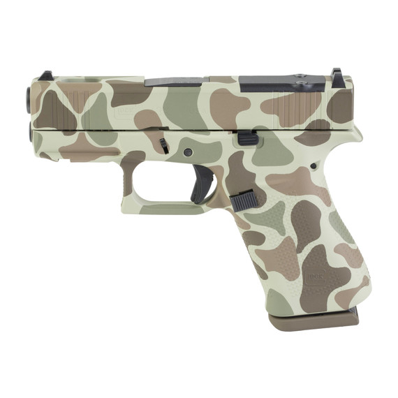 Glock 43X MOS, 9mm, 3.41" Ported Barrel, 10 RDs, Frog Camo Cerakote 