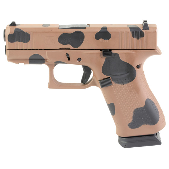 Glock 43X, 9mm, 3.41" Barrel, 15 RDs, Brown and Black Mystery Doo Finish 