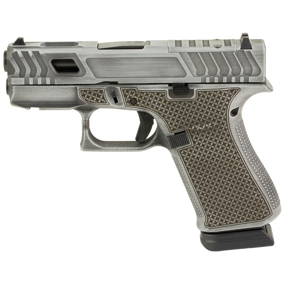 Glock 43X, 9mm, 3.41" Barrel, 15 RDs, Custom Distressed Grey Cerakote 