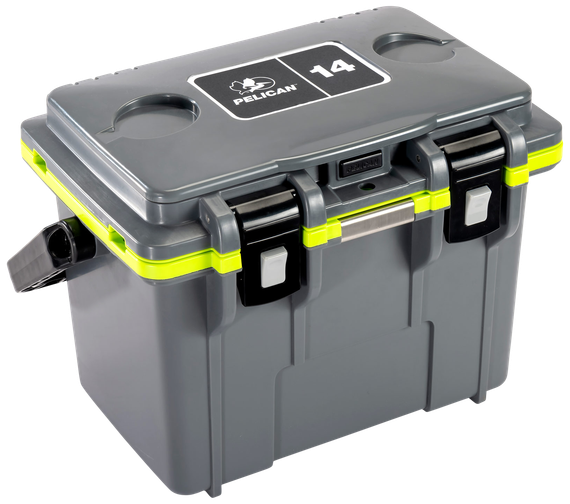 Pelican 14Q-1-DKGRYEGRN 14QT Elite Cooler, Dark Gray/Green Finish 