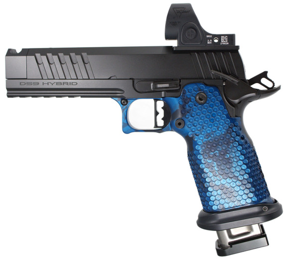 MasterPiece Arms DS9 Hybrid w/ Trijicon SRO 2.5 MOA, 9MM, 5.00" Compensated Barrel, 20 Rds, Black/Blue 