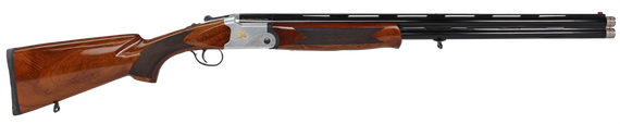 Iver Johnson IJ600 Lightweight, 12 Gauge, 28.00" Barrel, 2 RDs, Silver Engraved / Walnut, Black 