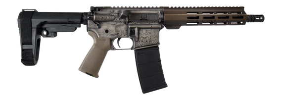 Shark Coast Tactical Viking, 5.56 NATO, 10.50" Threaded Barrel, 30 RDs, Viking-themed laser engraving, Bronze Cerakote 