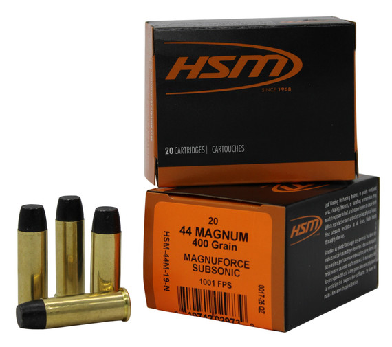 HSM Subsonic 44 Magnum, 400 Grain Hard Cast Flat Nose, 20 Rds 