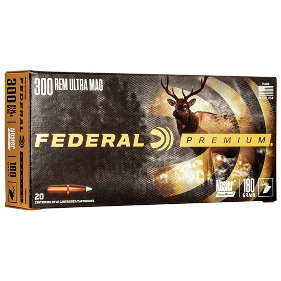 Federal Premium Vital-Shok, 300 Remington Ultra Magnum, 180 Grain Nosler AccuBond, 20 Rounds 