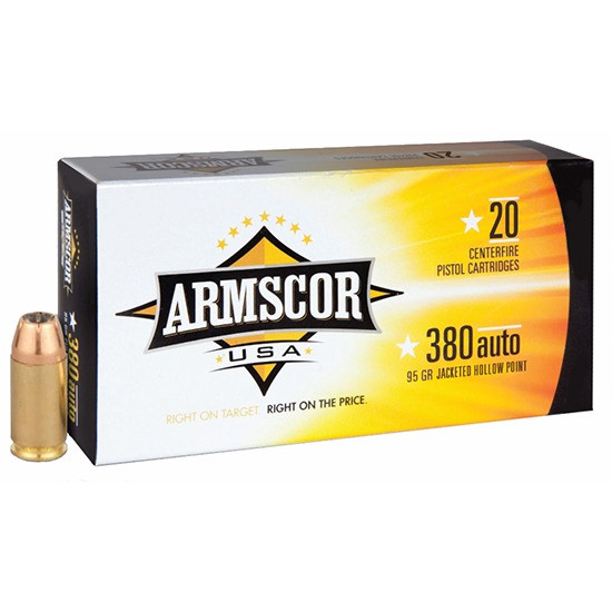 Armscor USA 380 Auto 95 GR Jacketed Hollow Point, .380 ACP, 20 Rds 