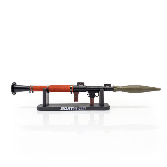 GoatGuns Miniature RPG Model, Die-Cast Metal & Real Wood, Collector’s Edition, Black, OD Green, Wood Grain 
