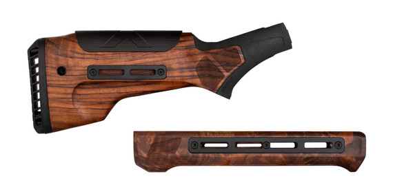 Woox Bravado Stock and Handguard Kit, 5-Position Adjustable Cheek Riser, QD Sling Mounts, 2-Slot M-LOK Rail, Walnut 